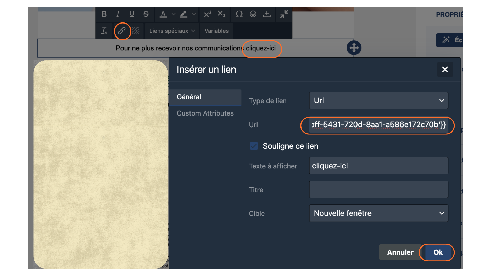 Liens désabonnement